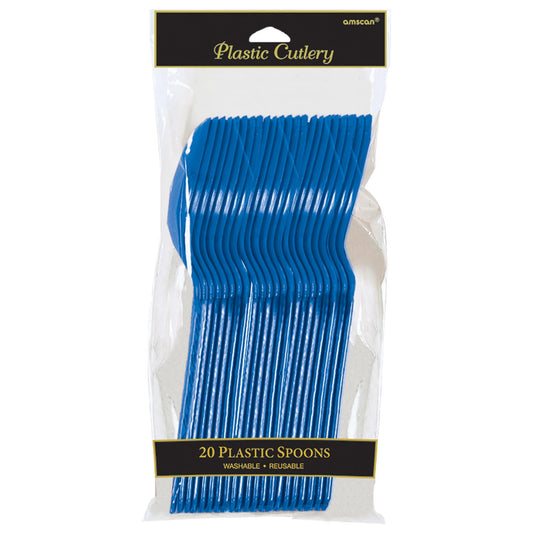 BRIGHT ROYAL BLUE PLASTIC SPOON