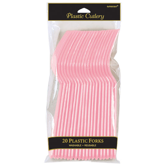 NEW PINK PLASTIC FORKS