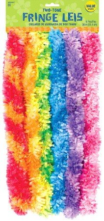 TWO TONE FRINGE LEI 6PK