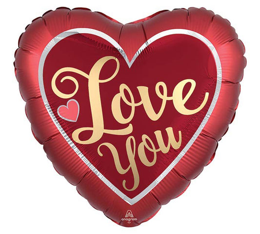 SATIN SANGRIA GLD HEART 28" MYL
