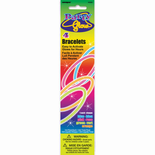 8 IN GLOW BRACELETS ASST 4 CT