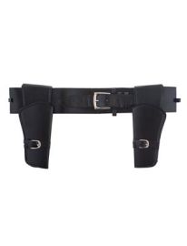 FAUX LEATHER BELT W/ DOUBLE HOLSTER BLK