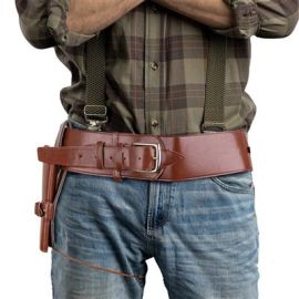 FAUX LEATHER BELT W/ SINGLE HOLSTER BRN