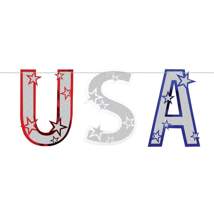 GLITTERED USA STREAMER