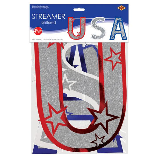 GLITTERED USA STREAMER