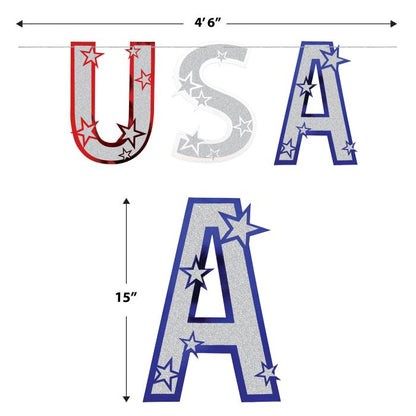 GLITTERED USA STREAMER