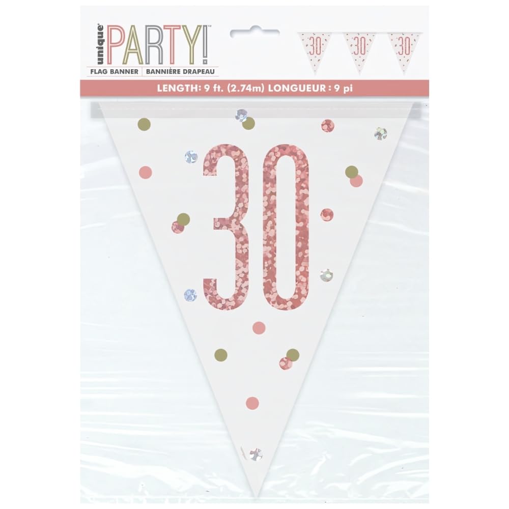 GLITZ ROSE GOLD PL FLAG BANNER 30