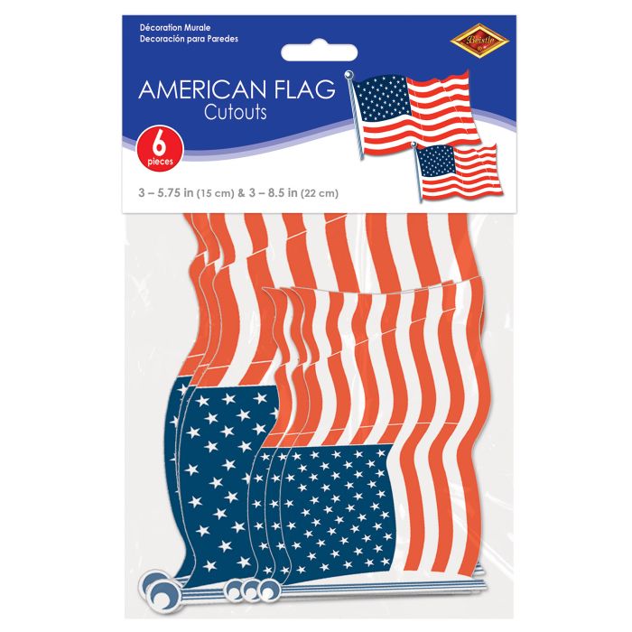 AMERICAN FLAG CUTOUTS 6CT