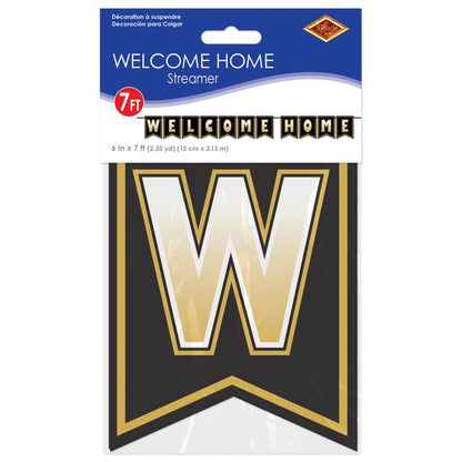 WELCOME HOME STREAMER BANNER BLK/GLD