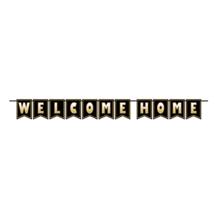 WELCOME HOME STREAMER BANNER BLK/GLD