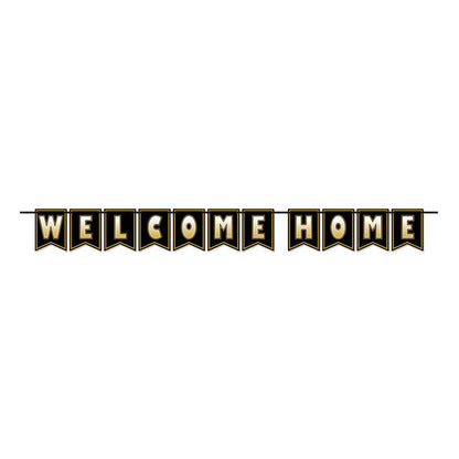 WELCOME HOME STREAMER BANNER BLK/GLD