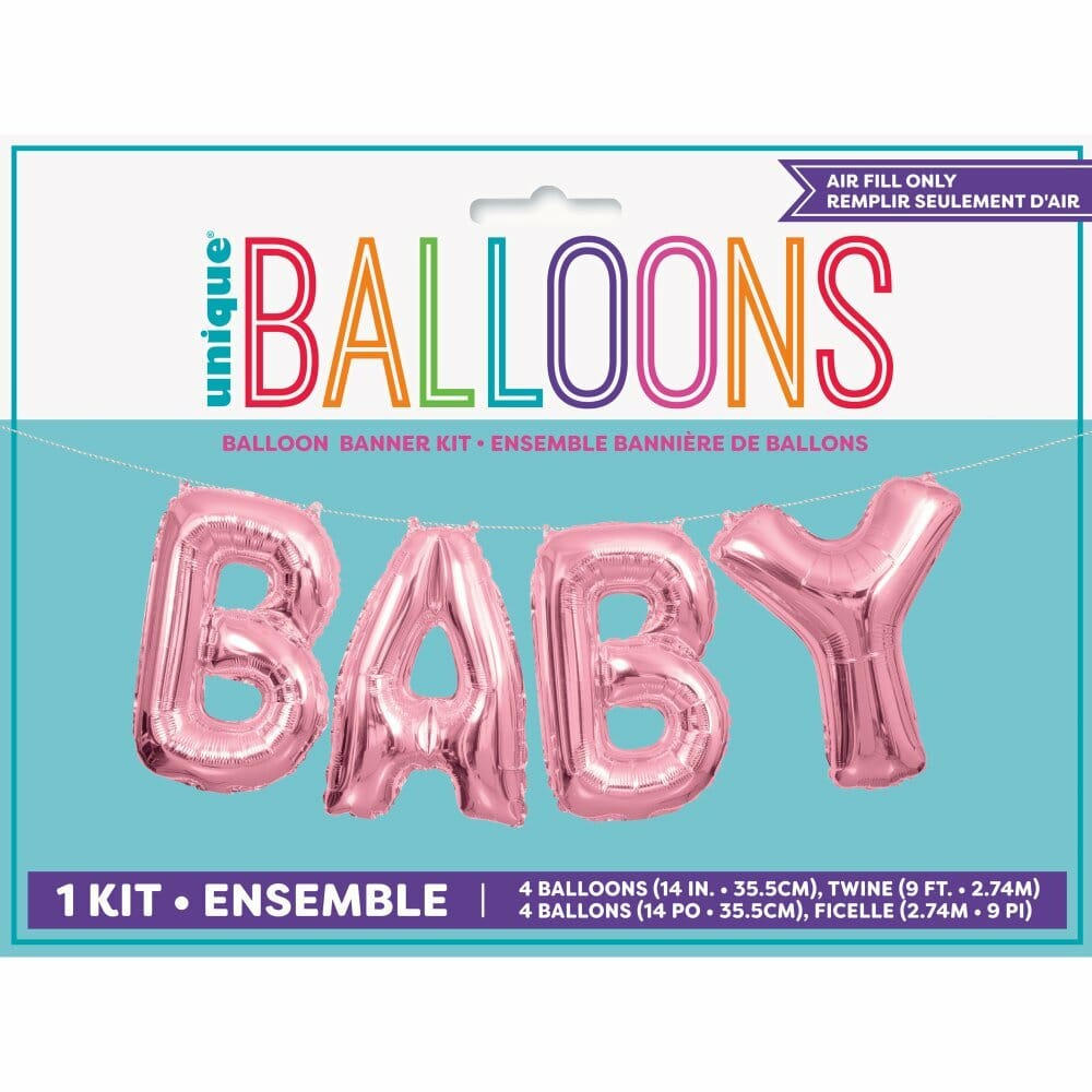 PINK BABY LETTER BALLOON BANNER
