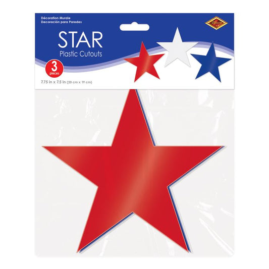 PLASTIC R/W/B STAR CUTOUTS 3CT