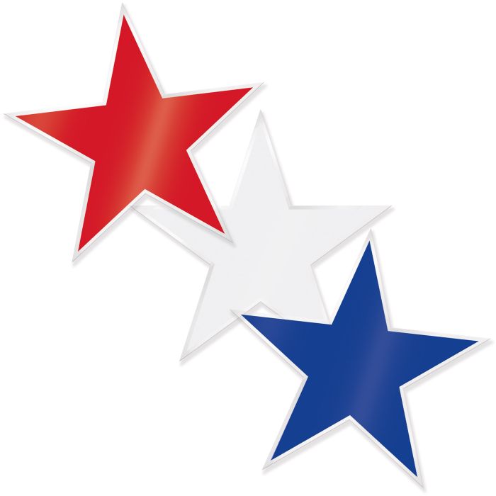 PLASTIC R/W/B STAR CUTOUTS 3CT