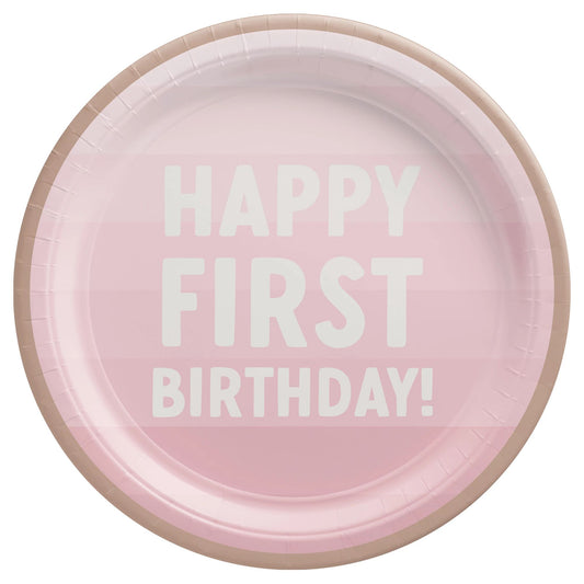 1ST BDAY 7" PLATES PINK
