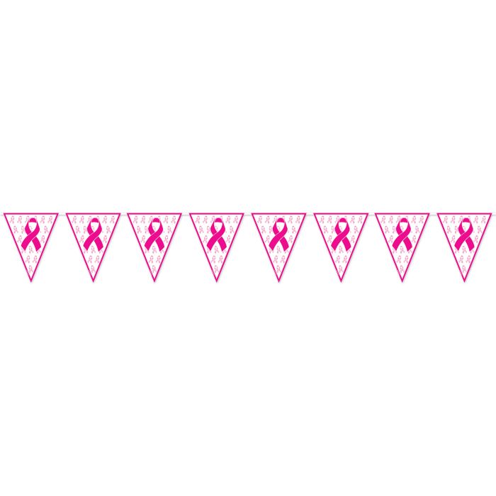 PINK RIBBON PENNANT BANNER