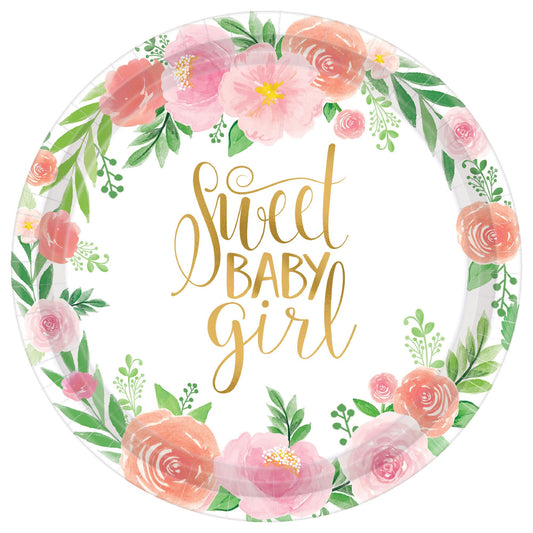 FLORAL BABY 7 IN PAPER PLATE