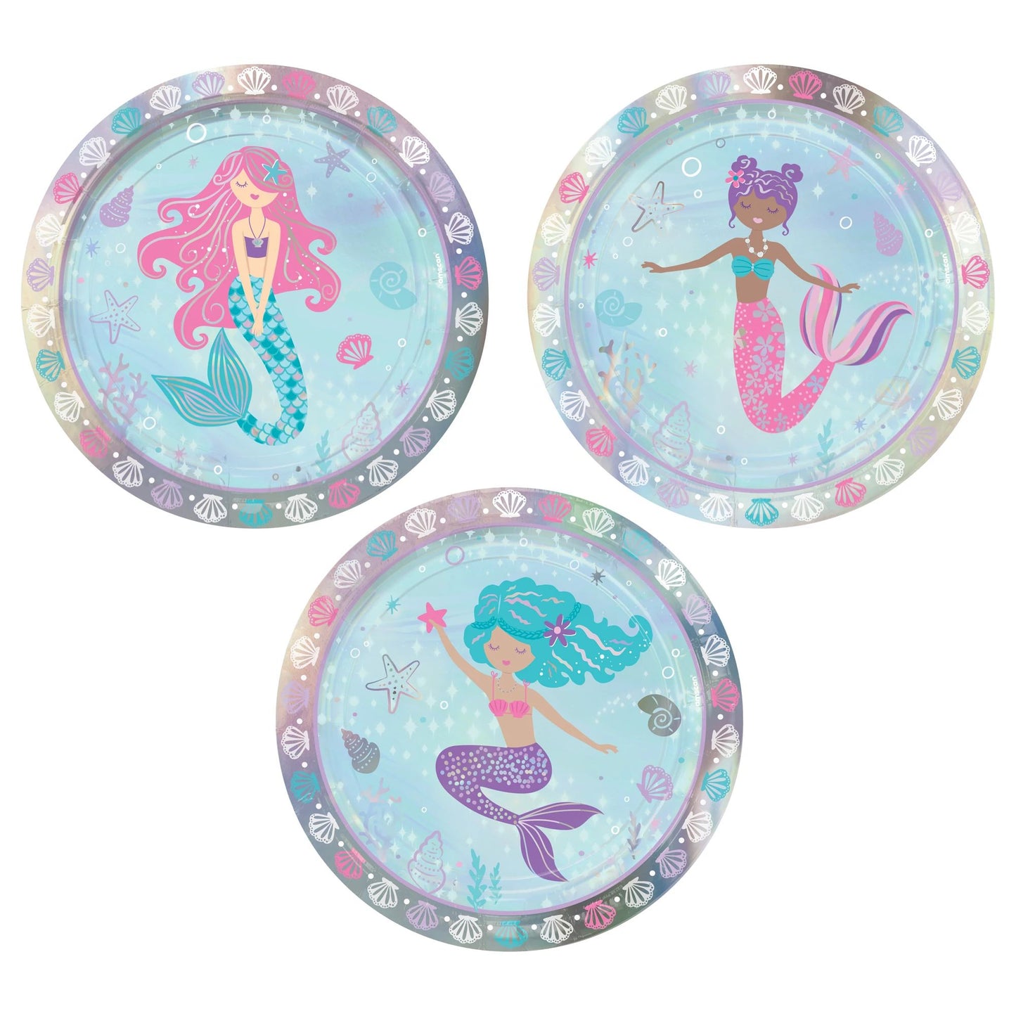 SHIMMER MERMAID 7" ASST PLATES