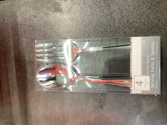 SERVING FORKS/SPOONS SILVER 4CT