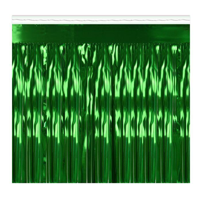GREEN 1-PLY MET FRINGE DRAPE