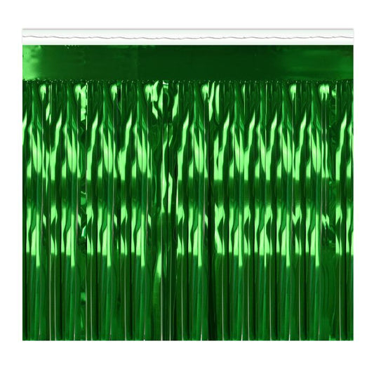 GREEN 1-PLY MET FRINGE DRAPE
