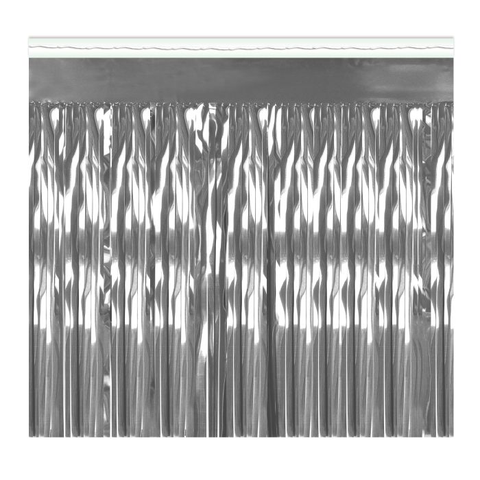 SILVER 1-PLY MET FRINGE DRAPE