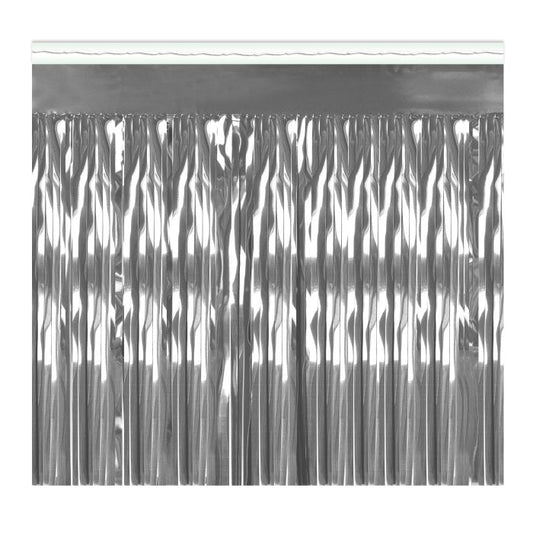 SILVER 1-PLY MET FRINGE DRAPE