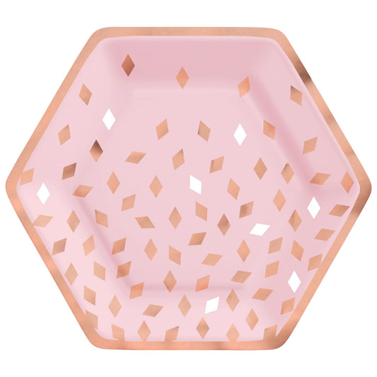 BLUSH BDAY HEX 9" MET PLATES