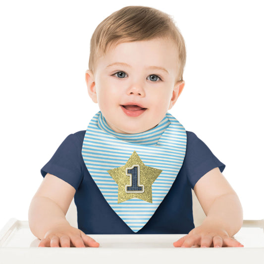 1ST BIRTHDAY BIB BLUE
