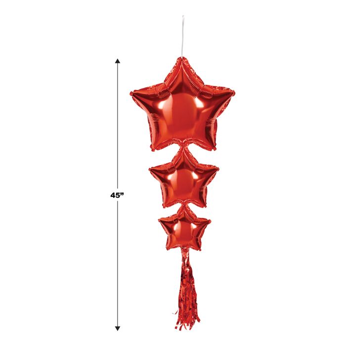 R/S/B STAR BALLOONS W/ TASSLE - AIRFILLED