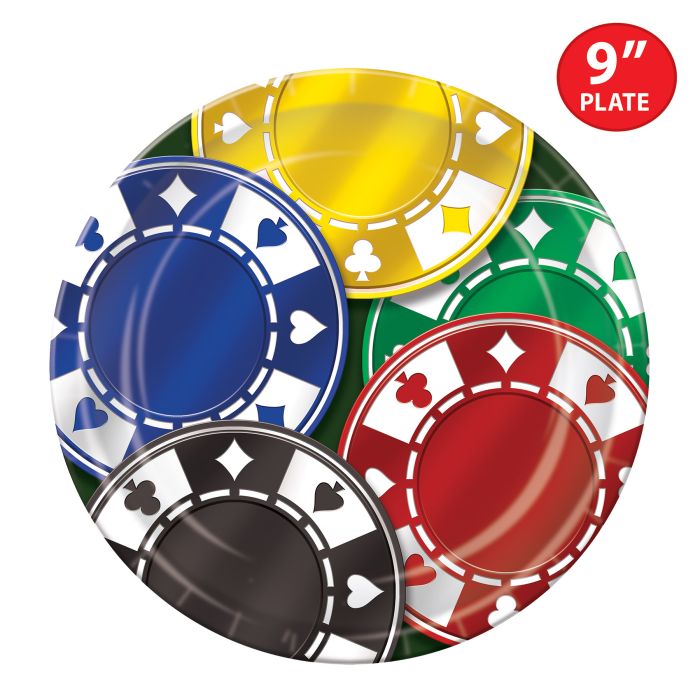 9" POKER CHIP PPR PLATES 8CT