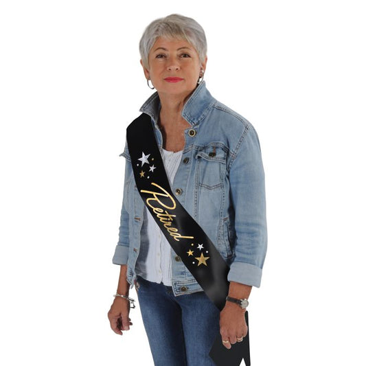 GLITTERED RETIRED SATIN SASH