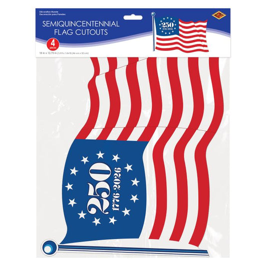 SEMIQUINCENTENNIAL FLAG CUTOUTS 4CT