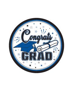 CONGRATS GRAD 7" PPR PLATES 18CT BLUE