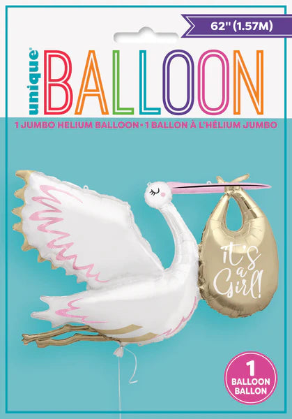 IT'S A GIRL STORK 62" MYLAR