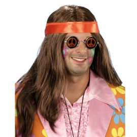 HIPPY BRIAN LONG BRN WIG W/ BANDANA