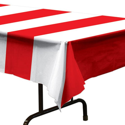RED/WHT STRIPES PL TABLECOVER