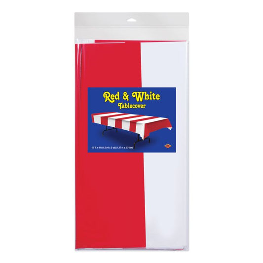 RED/WHT STRIPES PL TABLECOVER