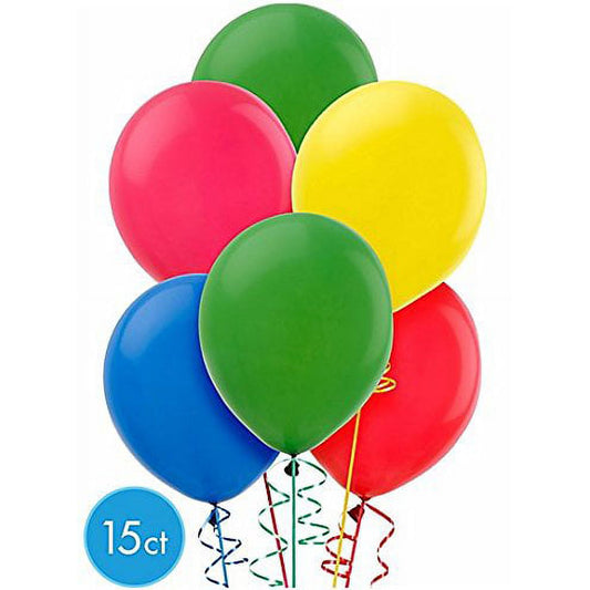 ASSORTED COLORS 12" BALLOONS 15CT