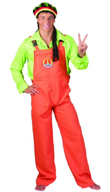 NEON BIB OVERALLS ORANGE ADULT XL