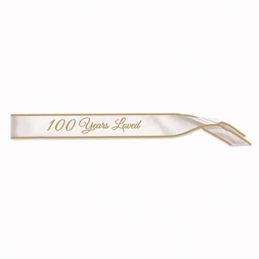 100 YEARS LOVED SATIN SASH
