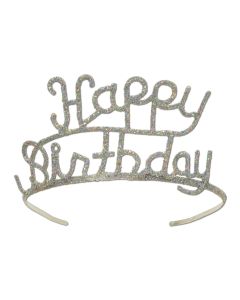 GLITTERED METAL HAPPY BIRTHDAY TIARA