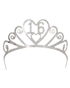 GLITTERED METAL "16" TIARA