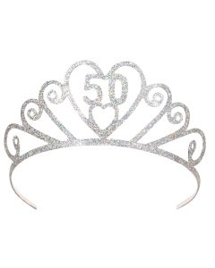 GLITTERED METAL "50" TIARA