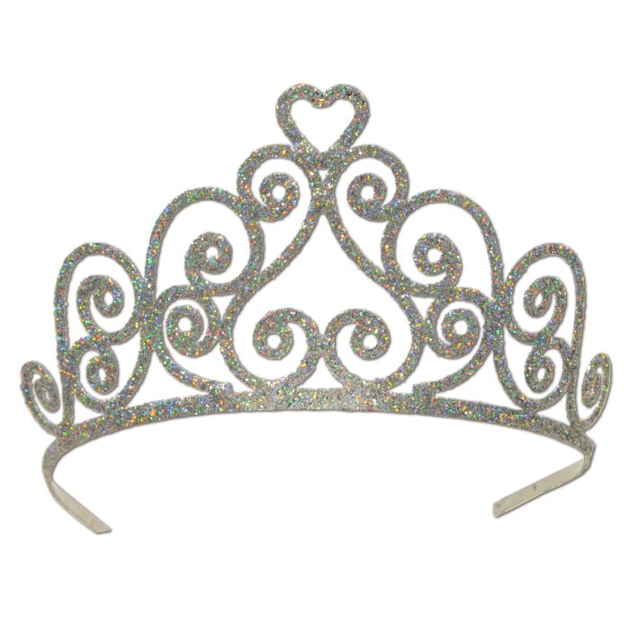 SILVER GLITTERED METAL TIARA
