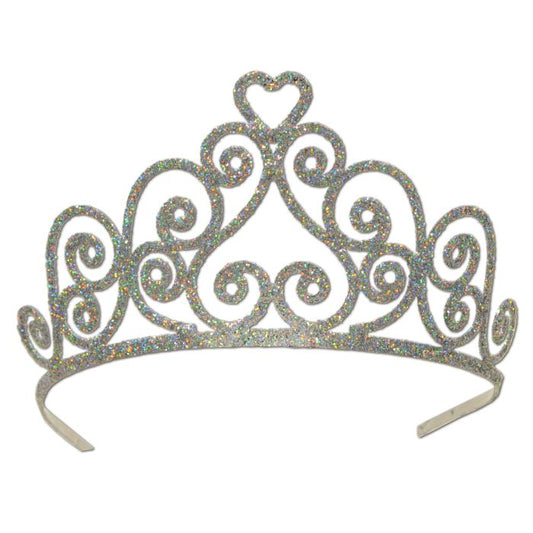 SILVER GLITTERED METAL TIARA