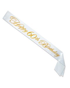 GLITTER HAPPY 60TH BIRTHDAY SATIN SASH