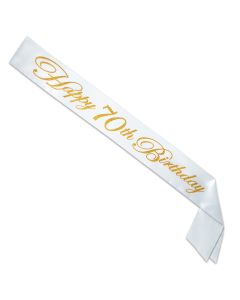 GLITTER HAPPY 70TH BIRTHDAY SATIN SASH