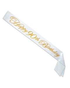 GLITTER HAPPY 90TH BIRTHDAY SATIN SASH