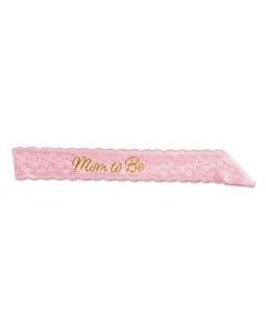 MOM TO BE LACE SASH PINK